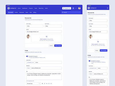 My details settings page — Untitled UI