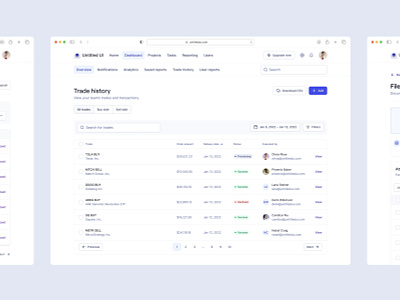 Trade history — Untitled UI brokerage coinbase dashboard design system figma filters minimal minimalism navigation table tables ui kit wealthsimple web app