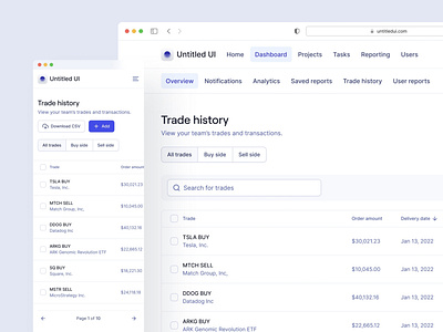 Trade history — Untitled UI by Jordan Hughes on Dribbble