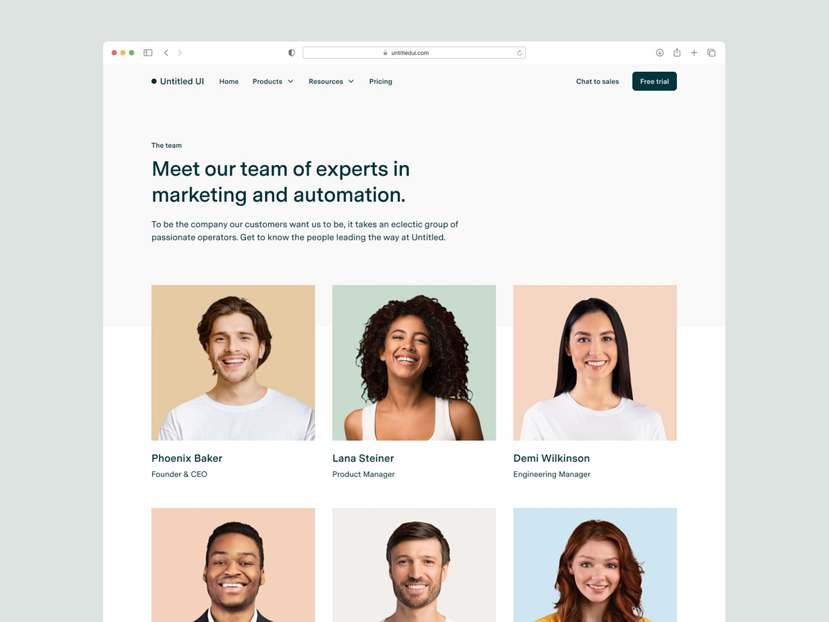Team page — Untitled UI by Jordan Hughes® on Dribbble