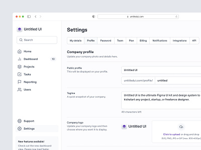 Company profile settings — Untitled UI by Jordan Hughes® on Dribbble