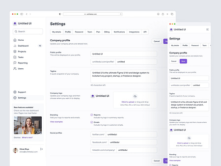 Company profile settings — Untitled UI by Jordan Hughes® on Dribbble