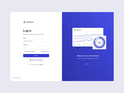Log in page — Untitled UI blue create account figma form log in login minimal minimalism pagination sign up signup simple web design webflow