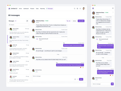 Dashboard messaging — Untitled UI chat dashboard email imessage messages messaging messenger tabs