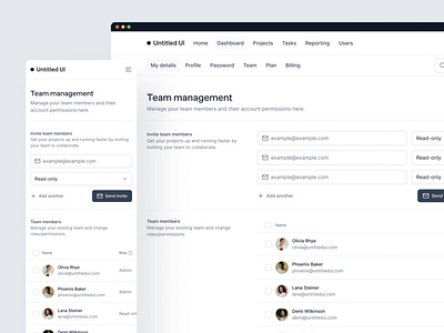 Team management page — Untitled UI