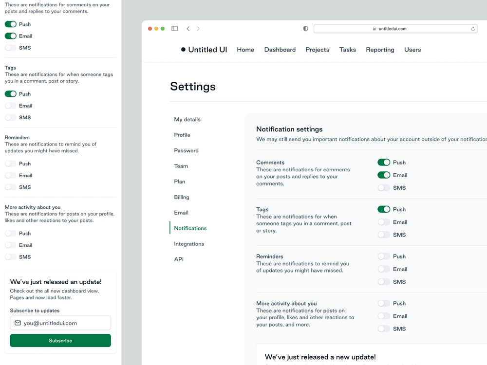 Notification settings — Untitled UI by Jordan Hughes® on Dribbble