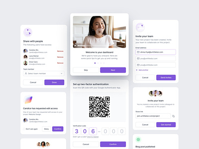 A collection of modals — Untitled UI 2fa dashboard design system figma form input field invite menu minimal modal modals notification pop up popover popup qr code share ui design user interface video player