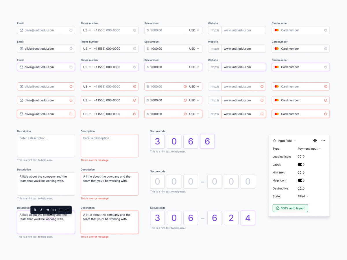 Input field components — Untitled UI by Jordan Hughes® on Dribbble