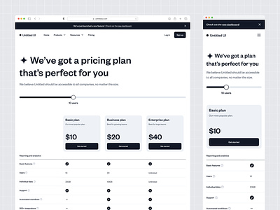 Pricing table — Untitled UI