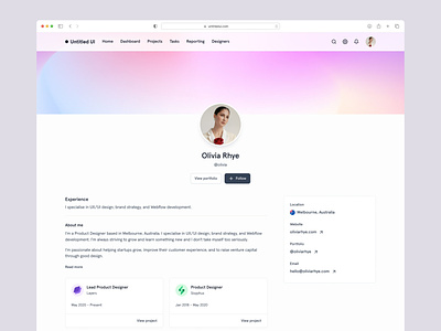 Freelancer portfolio — Untitled UI angellist cv design system figma linkedin minimal minimalism profile resume simple social media social profile web design webflow
