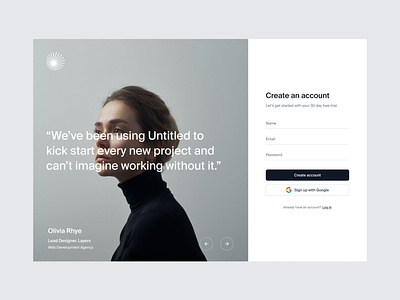 Sign up page — Untitled UI create account figma form log in login minimal minimalism quote sign in sign up signin signup simple social proof split screen testimonial user interface web design webflow