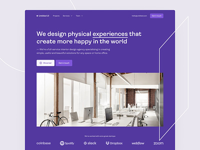 Interior design website — Untitled UI agency clean ui figma header hero minimal minimalism portfolio simple web design webflow website design