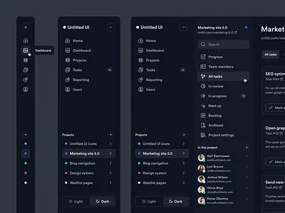 Dark mode sidebar navigation — Untitled UI dark mode darkmode dashboard figma menu minimal multi nav multinav nav nav bar nav menu navigation side menu side nav sidebar sidenav tabs ui ui design user interface