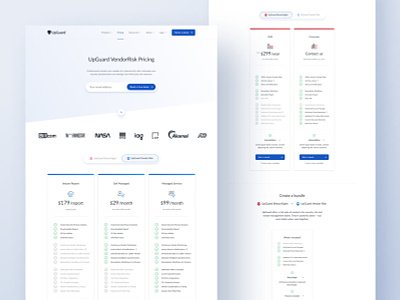 Pricing page for UpGuard brand identity clean ui cyber security cybersecurity features figma light minimal minimalism plans pricing pricing page pricing tiers saas sales subscription tabs web design webflow