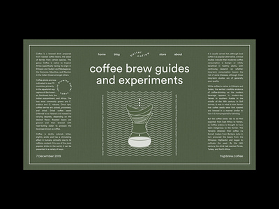 Brand experiments — part 13 blog brand identity branding chemex circular clean clean ui coffee ecommerce green illustration landing page minimal minimalism simple type typography vector web design webflow