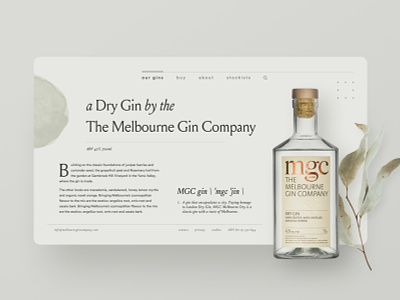 Gin distillery website exploration — part 01 bottle brand identity clean clean ui concept distillery e commerce ecommerce gin landing page melbourne gin company mgc minimalistic shopify simple typography web design webflow whiskey whisky