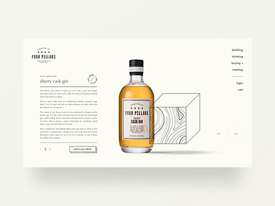 Gin distillery website exploration — part 04 add to cart animation australian brand identity checkout e commerce ecommerce gin landing page minimal packaging product carousel shopify type typography web design webflow whiskey whisky wood texture