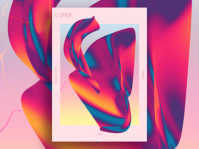 U STICK PROJECT lINK 3d colorful creative new trends pastel post vaporwave post web punk poster weird