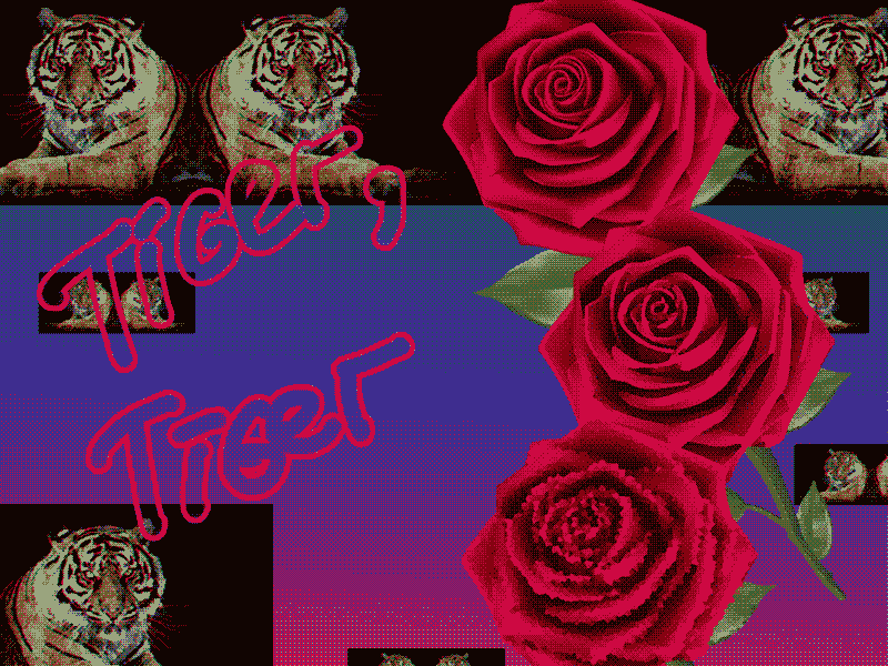 Tiger\\Tiger aesthetic art brutalism glitch gradient japanese palette pattern photobash pixel vaporwave virtual