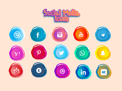 Sosial Media Icons art brand branding character clean design flat graphic design icon identity illustration illustrator logo minimal mobile type ui vector