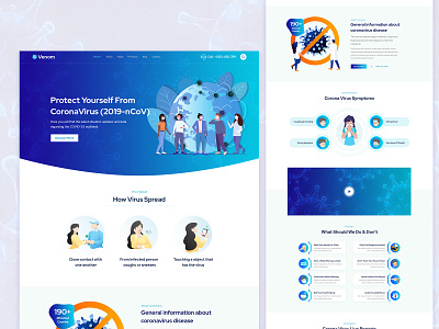 Venom - Coronavirus Medical Prevention PSD Template corona virus prevention coronavirus covid covid 19 doctors hospital medical trendy website