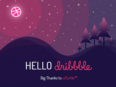 Hello dribbble debut dribbble first invite shot star sun thank thanks tree you