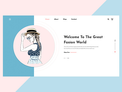 Ecommerce Hero Area ecommerce fasion girl hat hero area illustration minimal shop slider trendy ui ux vector webdesign website