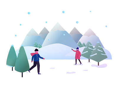 Cold cool winter illustration scenery vector