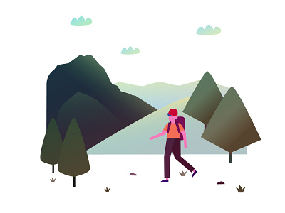 Let's go hiking! illustration vector