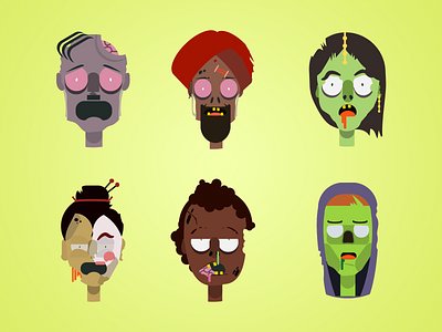 Zombie Avatars avatars icon illustrations vectors