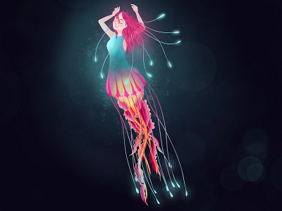 Jellyfish Mermaid art character design digital art digital illustration illustration illustration design photoshop procreate procreate art