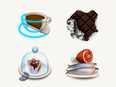 DB App Icons 03 128 badge chocolate coffee cup fish fitness icon photoshop
