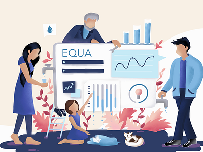 Equa branding dashboard design digital art illustration procreate ui ux water