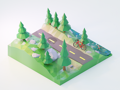 Forest Ride 🌲🚲🌲 blender blender3dart diorama low poly lowpoly lowpolyart polygon runway polygonrunway