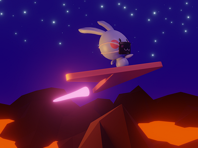 Ready to Launch 🐰🚀 ahancer blender blender3dart bunny galaxy lava low poly lowpoly lowpolyart rabbit space spacedandy spaceman