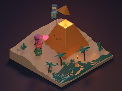 Come Alive in the Night blender blender3dart empathy heart kawaii love low poly lowpoly lowpolyart pyramid
