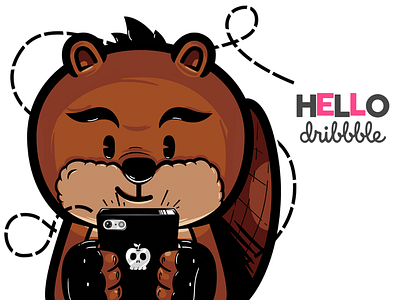 Hola! app beaver cellphone debut fun hello hola illustration mobile