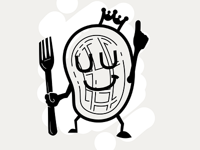 Waffle King breakfast fisher food fork illustration king mono pavel waffle