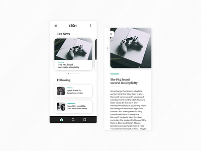 Tech News App app application dailyui design figma flat minimal news ui ux web website