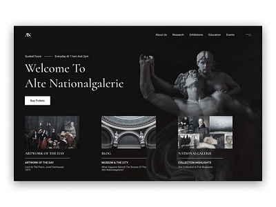 Alte Nationalgalerie Website Cocnecpt app dailyui design flat minimal museum typogaphy ui ux web website