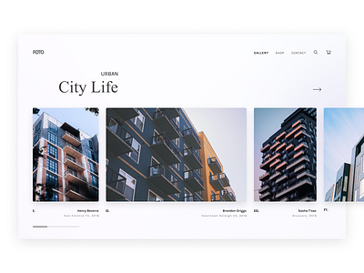 FOTO Gallery app architecture buildings city dailyui design ecommerce flat gallery minimal photos photoshop ui ux web