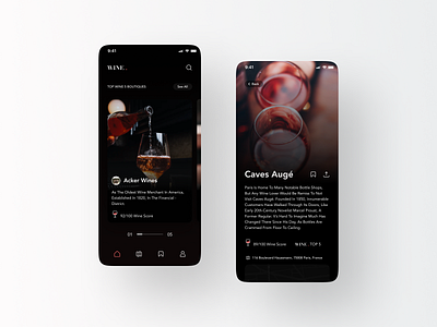 WINE. - Concept App UI dark minimal mobile uidesign wine