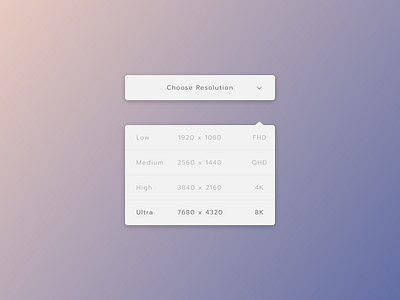 Resolution Menu - Daily UI 027