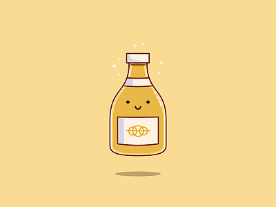 Mustard cute kawaii sauce sticker vector