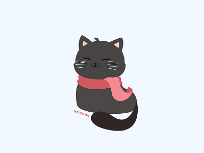 Cat Scarf anime cat cute flat icon kawaii sticker vector winter