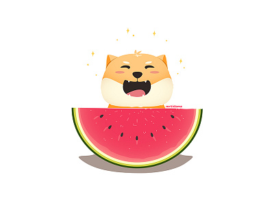 Shiba Inu x Watermelon cute dog flat icon illustration illustrator shiba inu vector watermelon