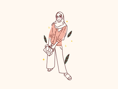 Minimalist Hijab Illustrations branding design graphic design illstration illustration minimalist outline ui