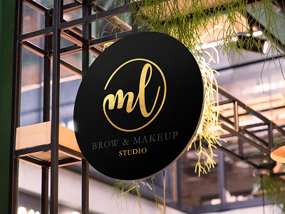 ML Logo Design black and gold design gold logo makeup studio typography