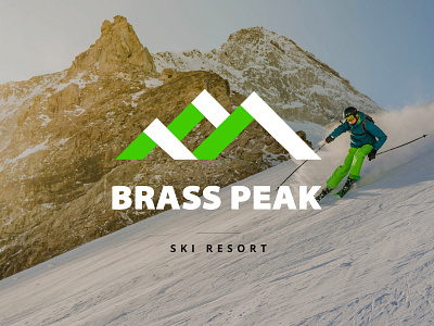 Daily Logo Challenge | #008 Brass Peak Ski Resort Logo challenge dailylogochallange lime green logo logo a day mountain peak ski ski resort