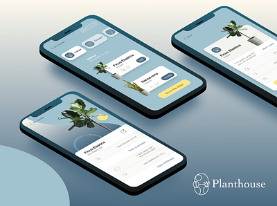 UI Design - Planthouse app blue and yellow design care concept concept design experience gradients growth ideas iphone list view mobile mobile ui nature plants preview rounded corners sustainability ui